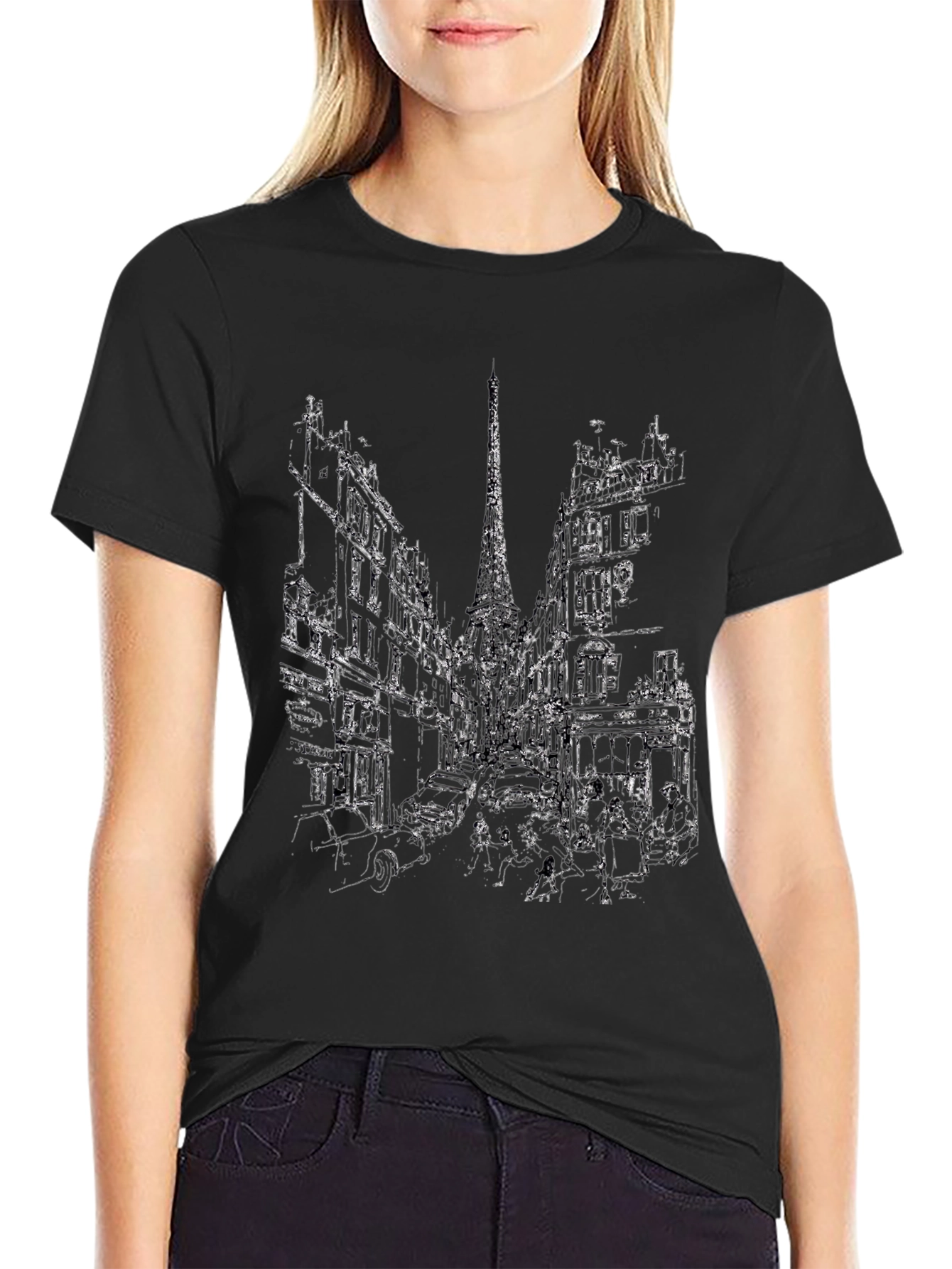Black Cityscape Graphic Tee