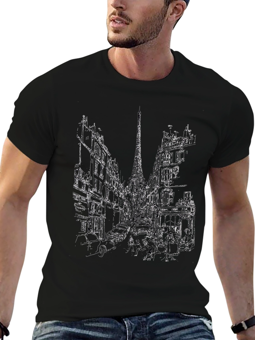 Black Cityscape Graphic Tee