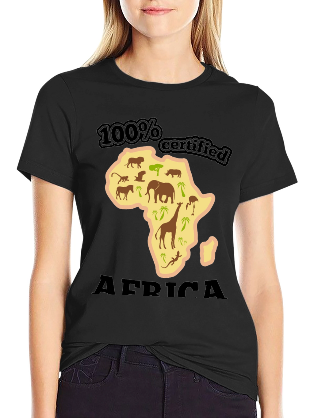 100% Certified Africa Graphic Tee - Black