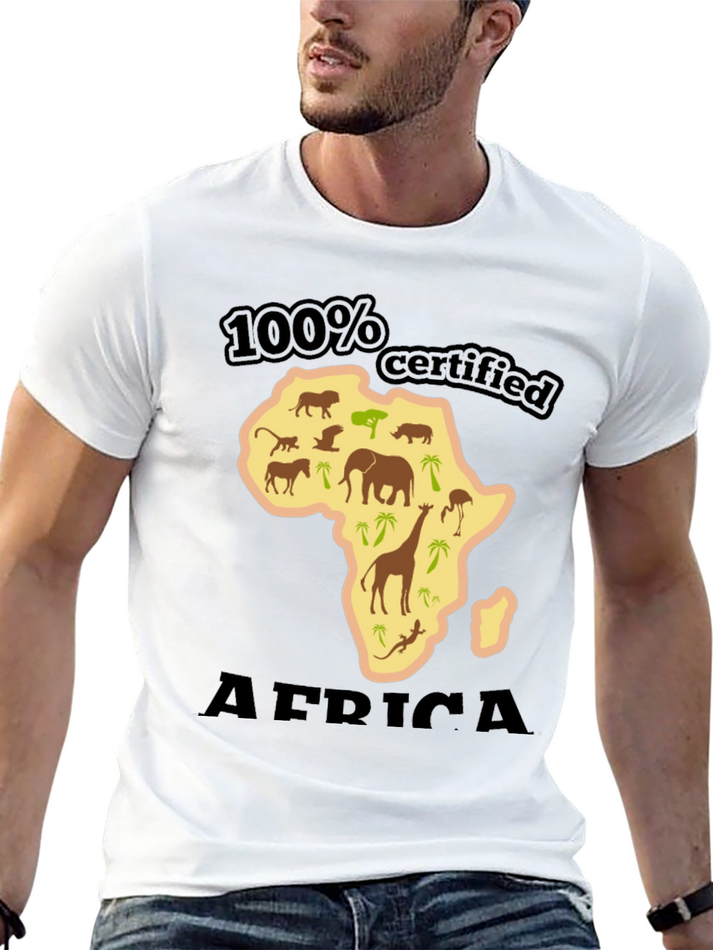 100% Certified Africa Graphic Tee - Black