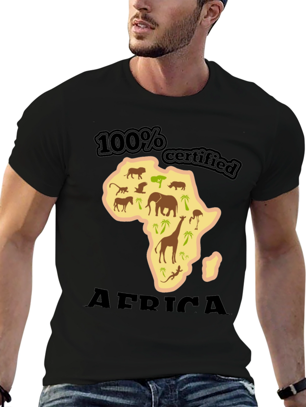 100% Certified Africa Graphic Tee - Black