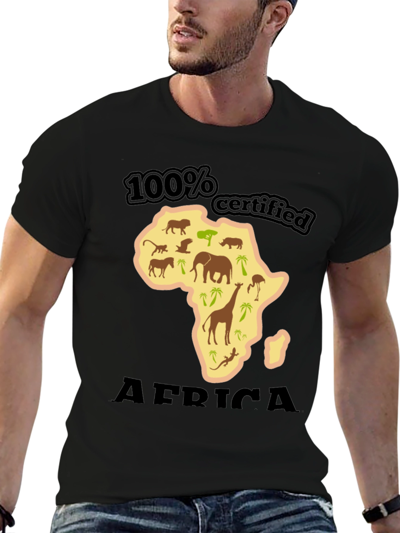 100% Certified Africa Graphic Tee - Black