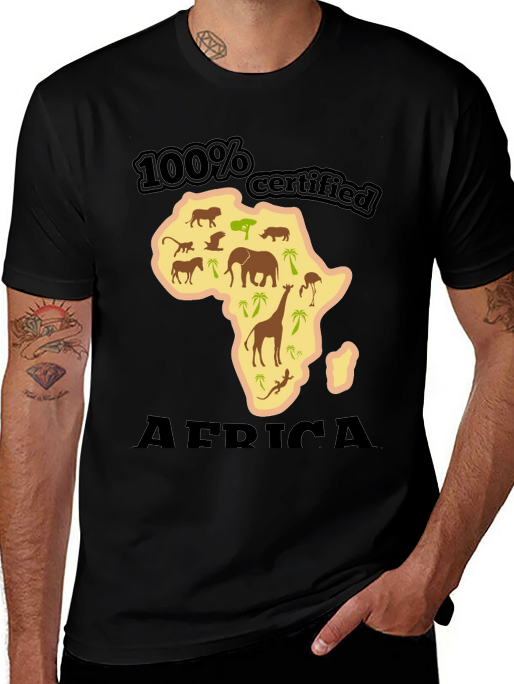 100% Certified Africa Graphic Tee - Black