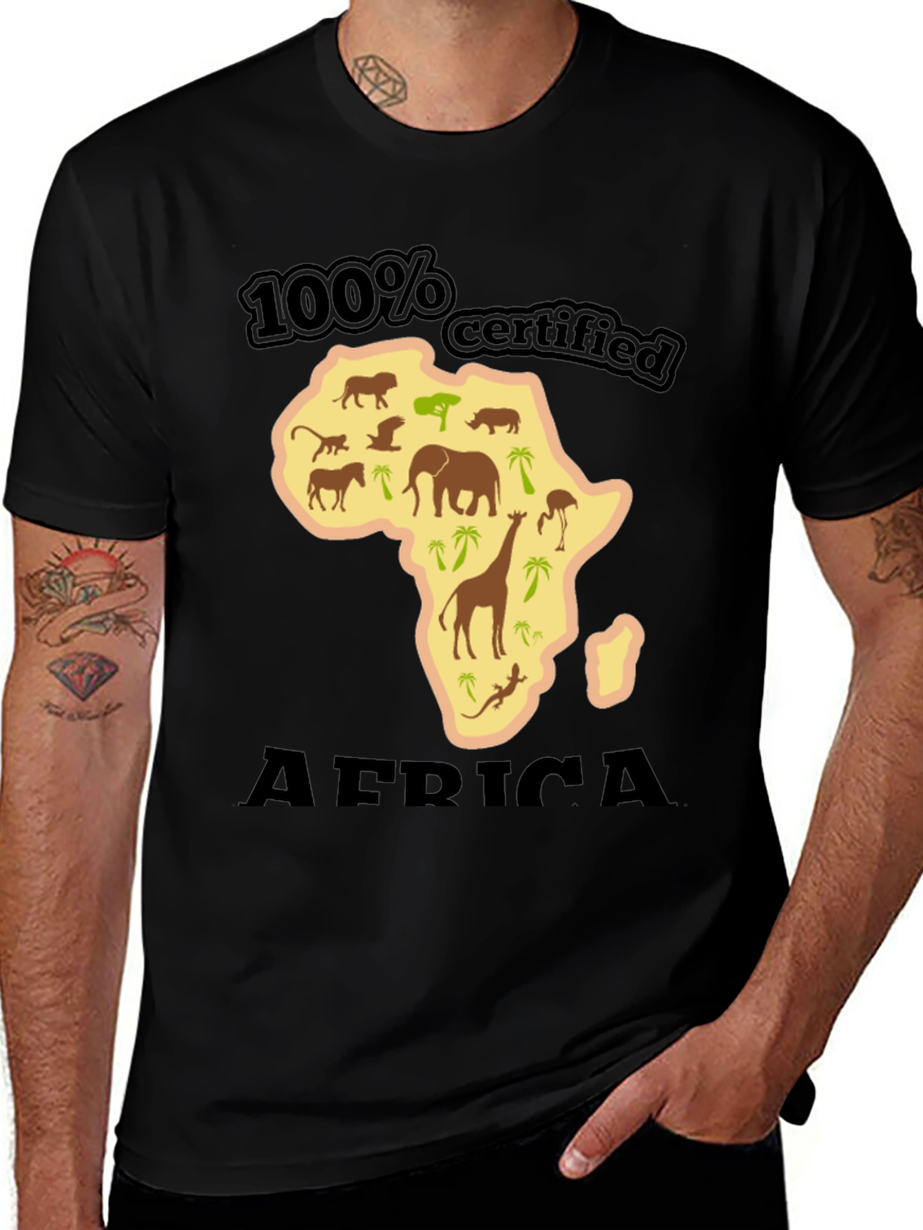 100% Certified Africa Graphic Tee - Black