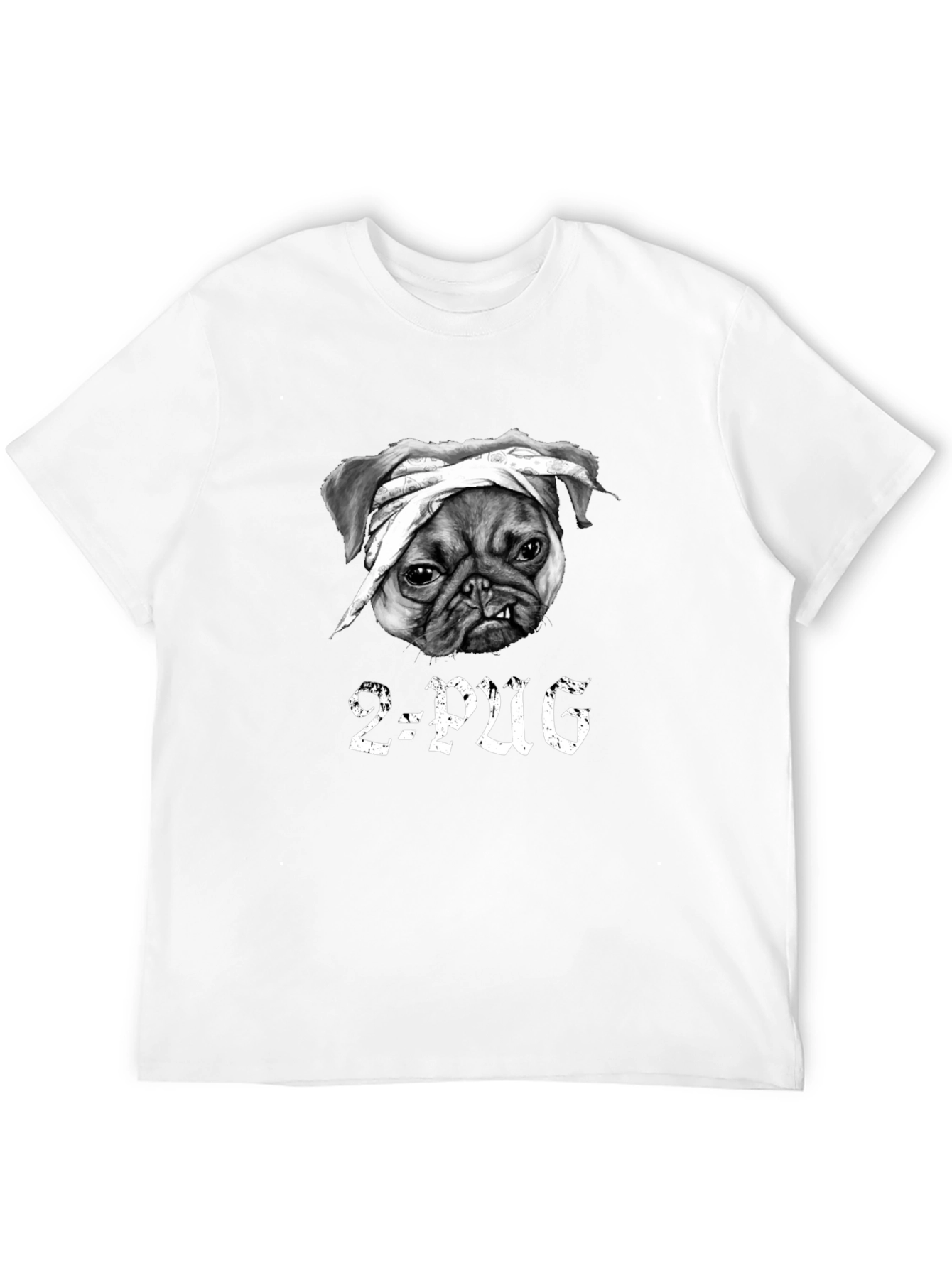 2-Pug Graphic T-Shirt - Black Cotton Tee