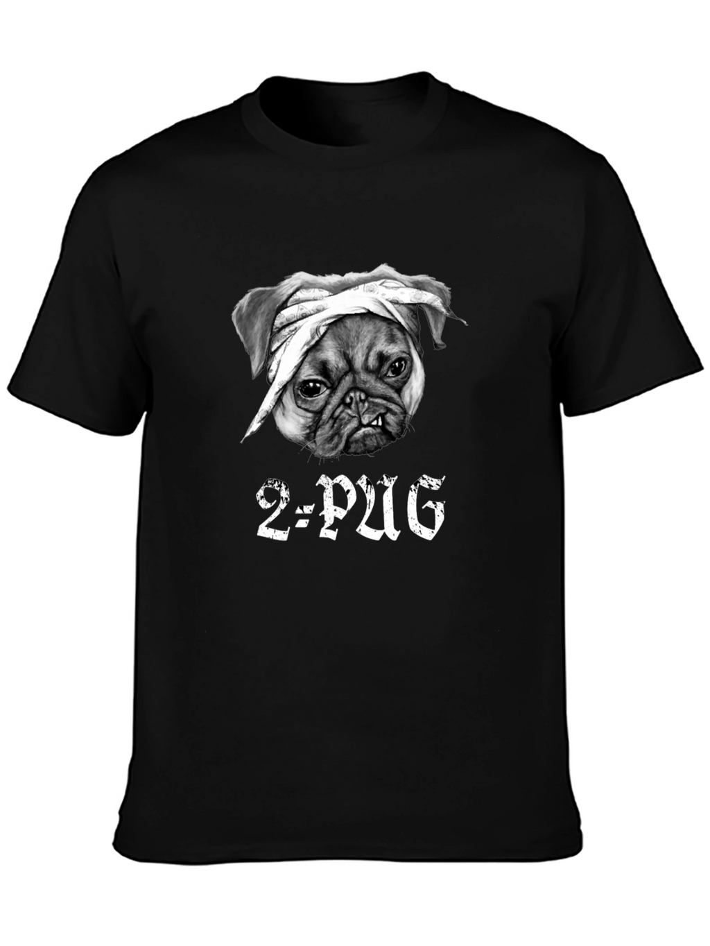 2-Pug Graphic T-Shirt - Black Cotton Tee