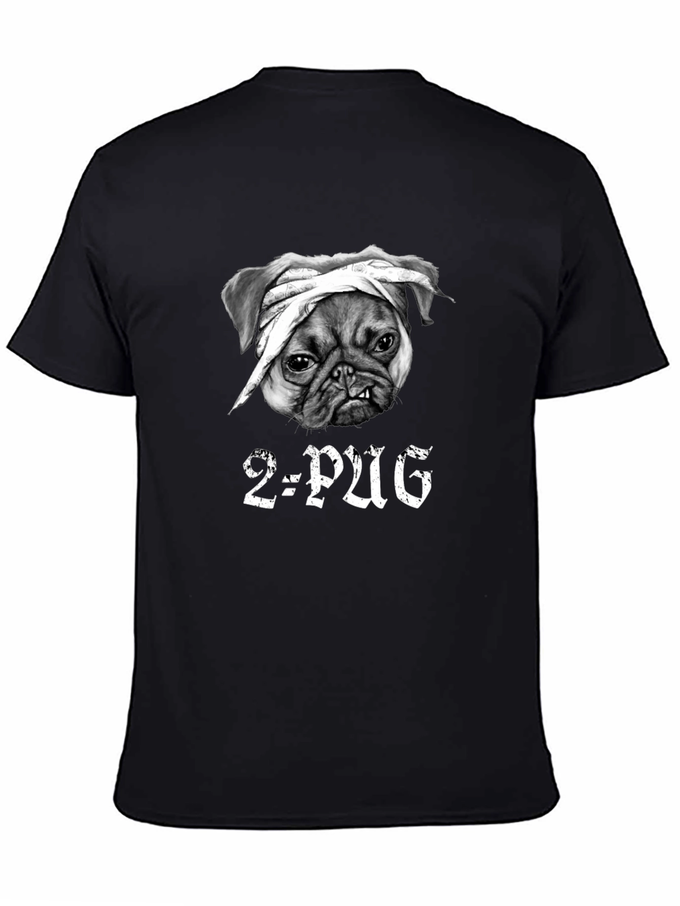 2-Pug Graphic T-Shirt - Black Cotton Tee