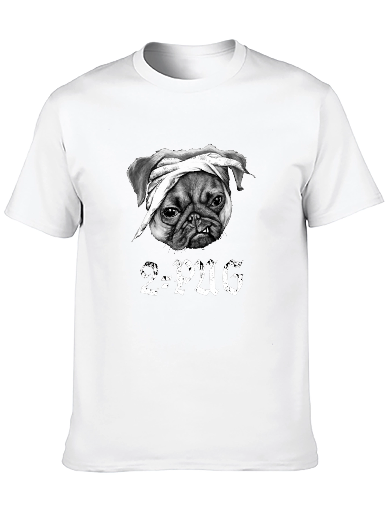 2-Pug Graphic T-Shirt - Black Cotton Tee