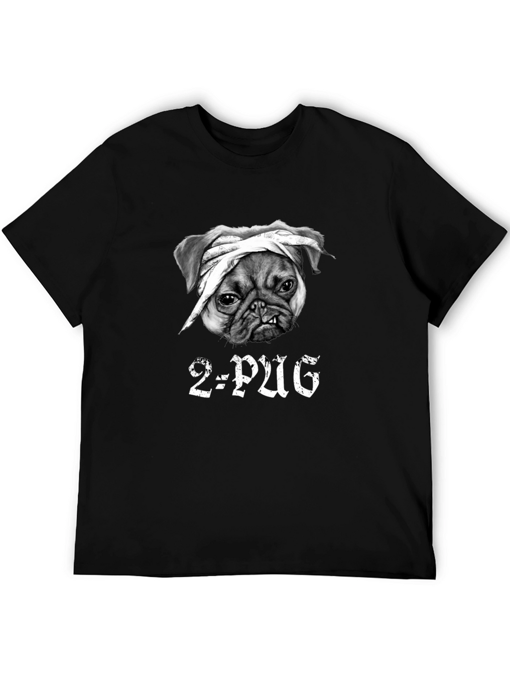2-Pug Graphic T-Shirt - Black Cotton Tee