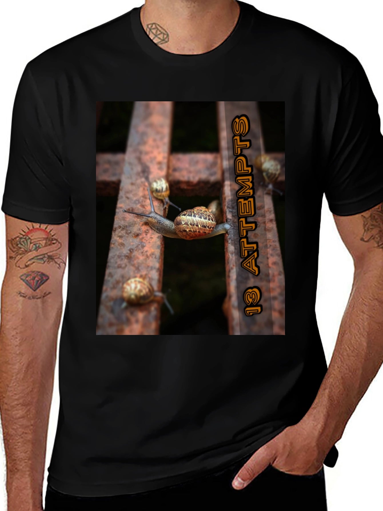 13 Attempts Snail Graphic Tee - Unique Design