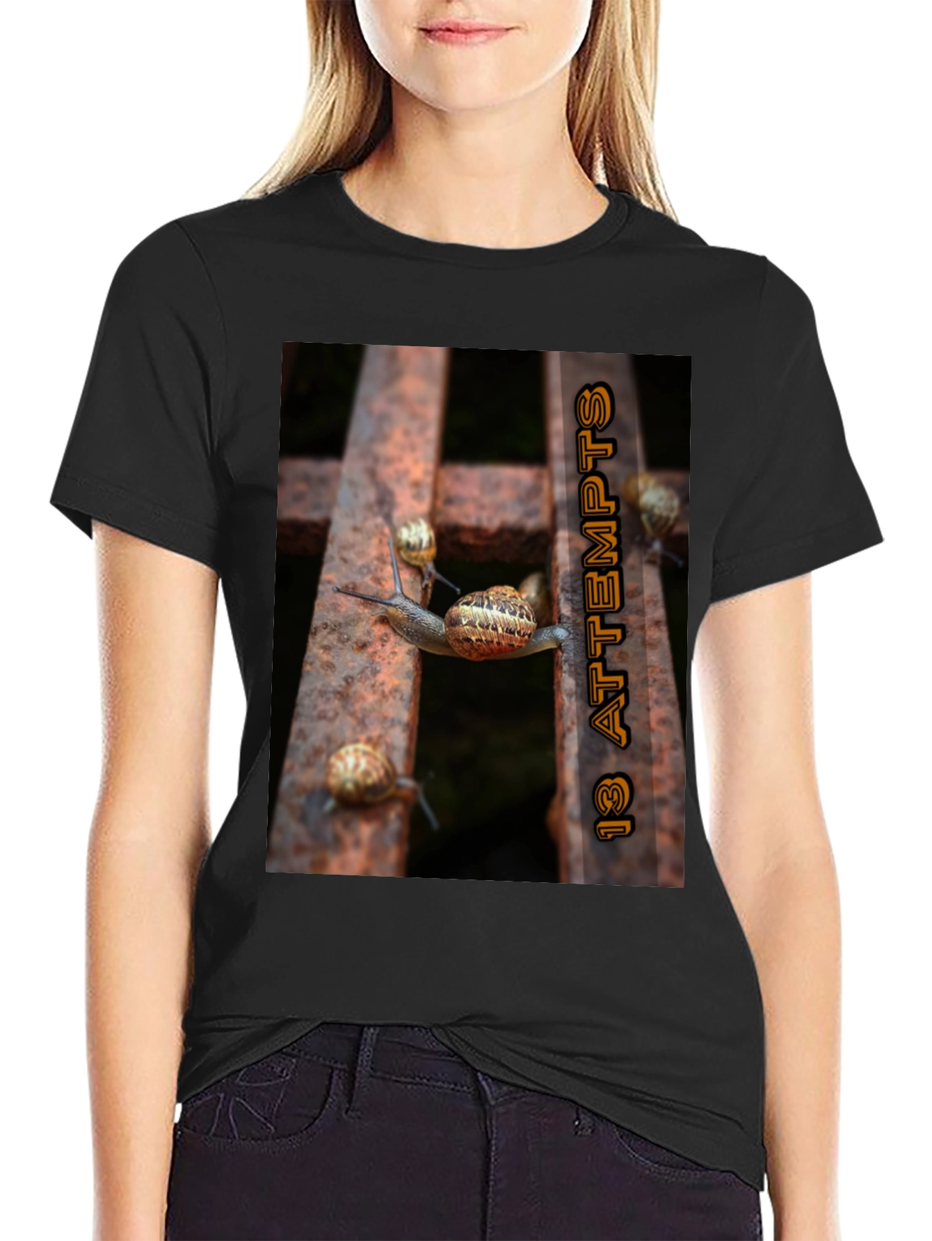 13 Attempts Snail Graphic Tee - Unique Design