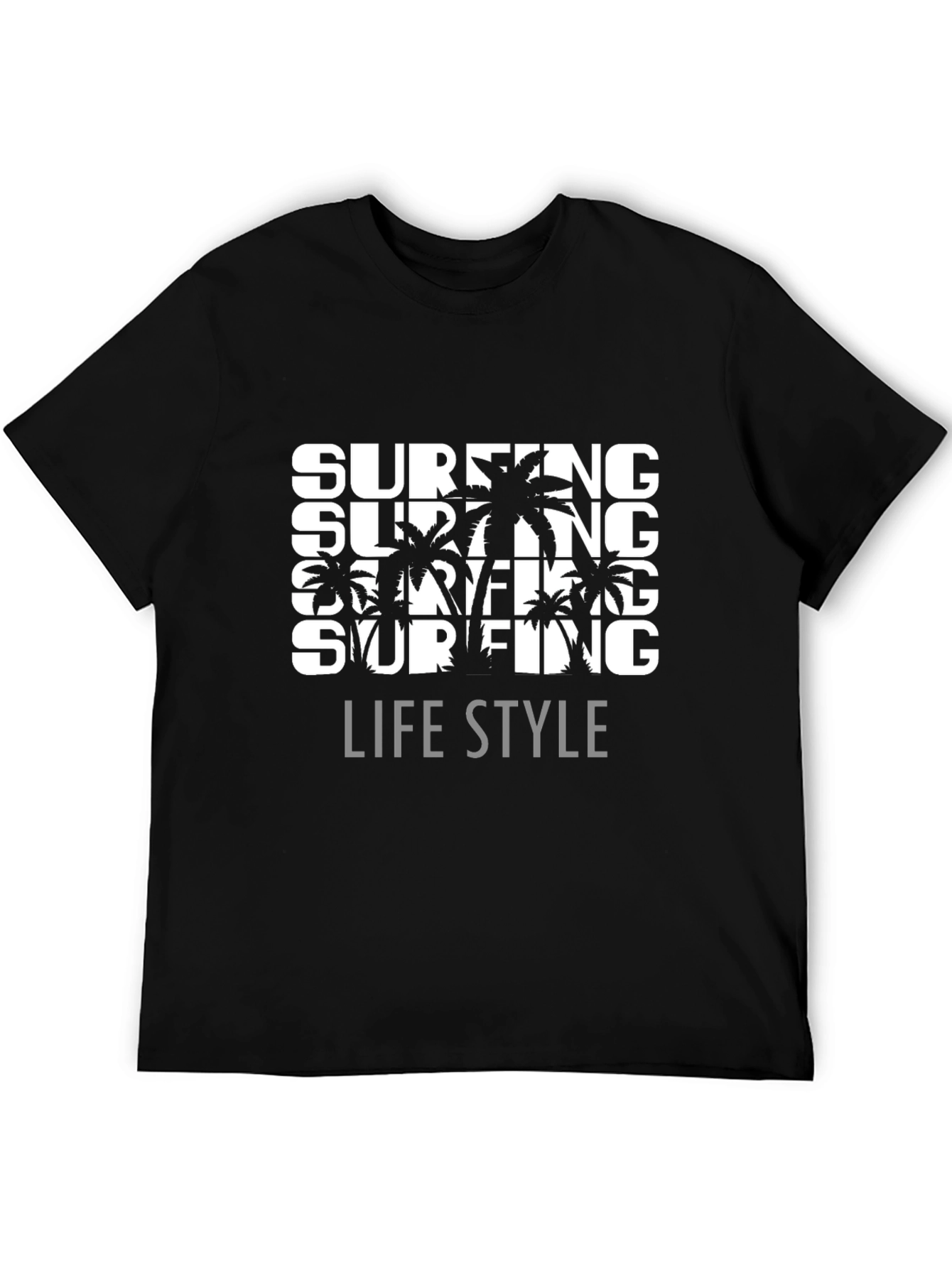 Surfing Lifestyle Graphic Tee - Black