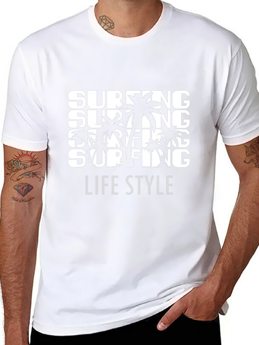 Surfing Lifestyle Graphic Tee - Black
