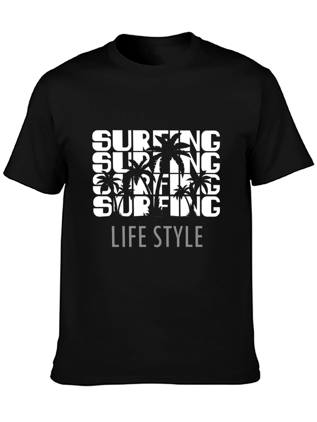 Surfing Lifestyle Graphic Tee - Black