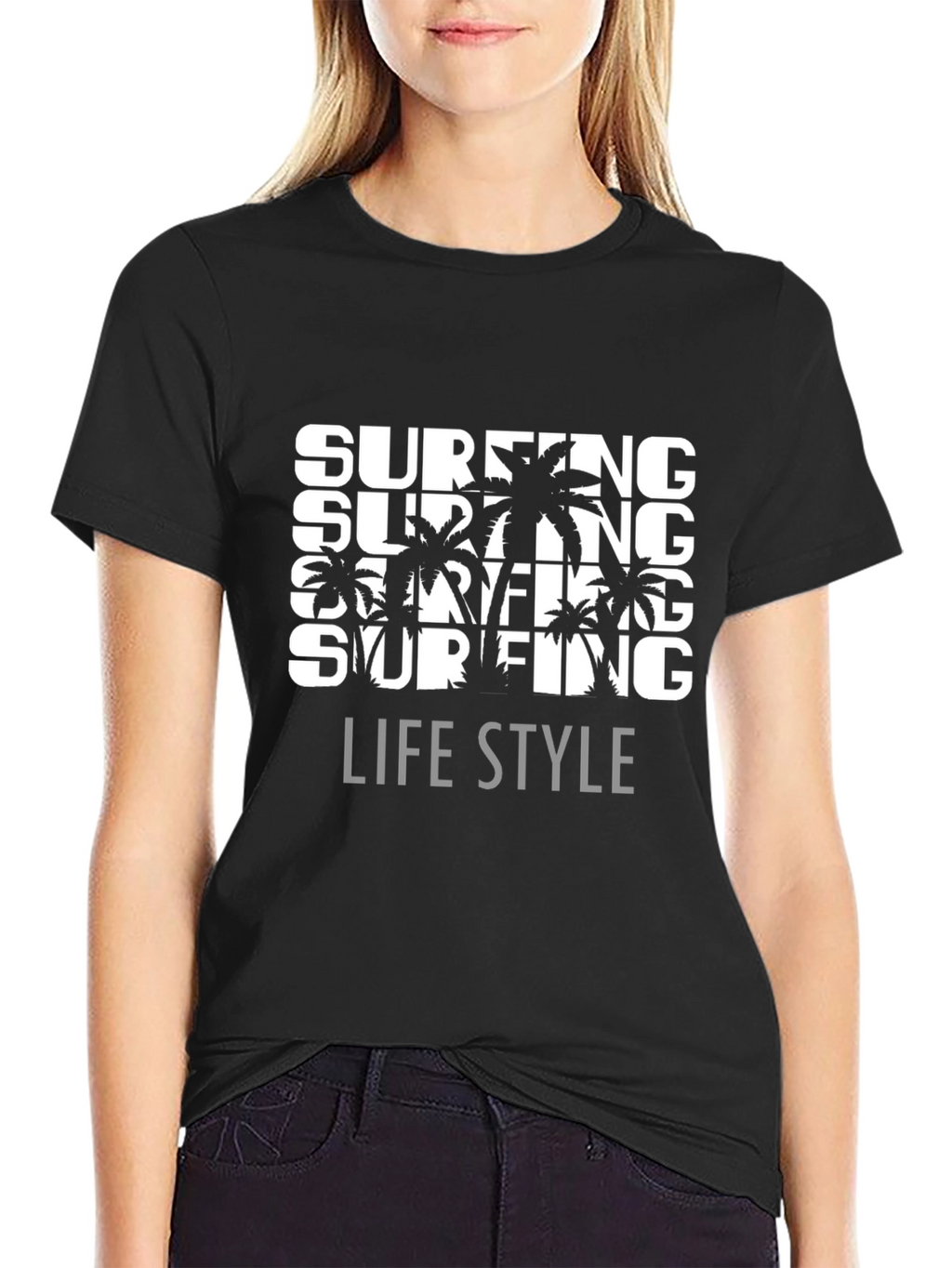 Surfing Lifestyle Graphic Tee - Black