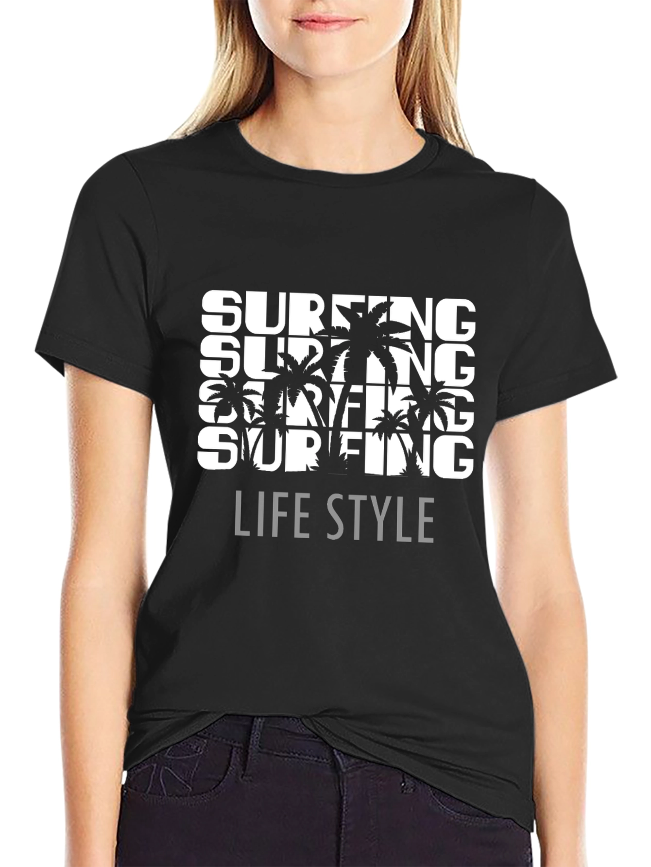 Surfing Lifestyle Graphic Tee - Black