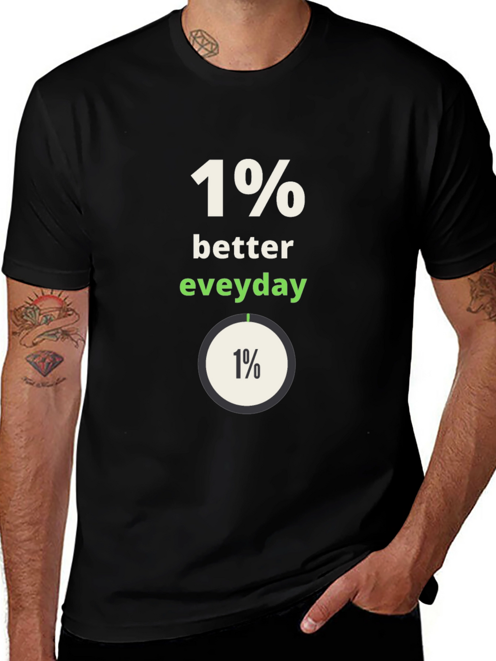 1% Better Everyday Graphic Tee - Black