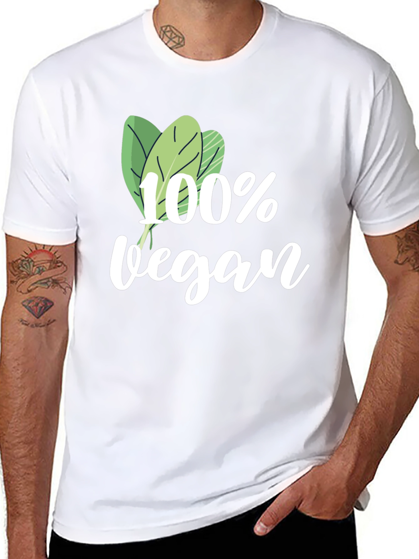 100% Vegan Graphic Tee - Black Cotton T-Shirt