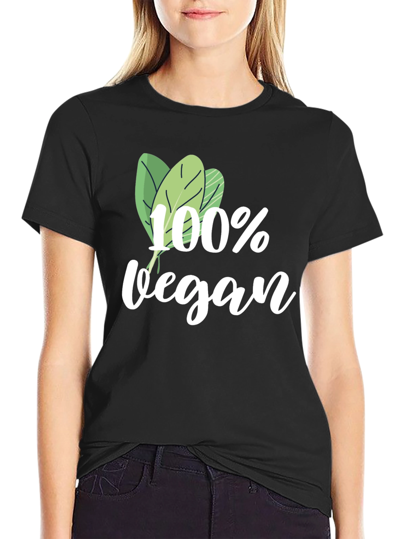 100% Vegan Graphic Tee - Black Cotton T-Shirt