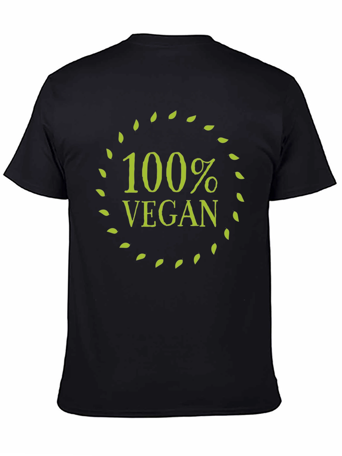 100% Vegan T-Shirt - Black Leaf Circle Design